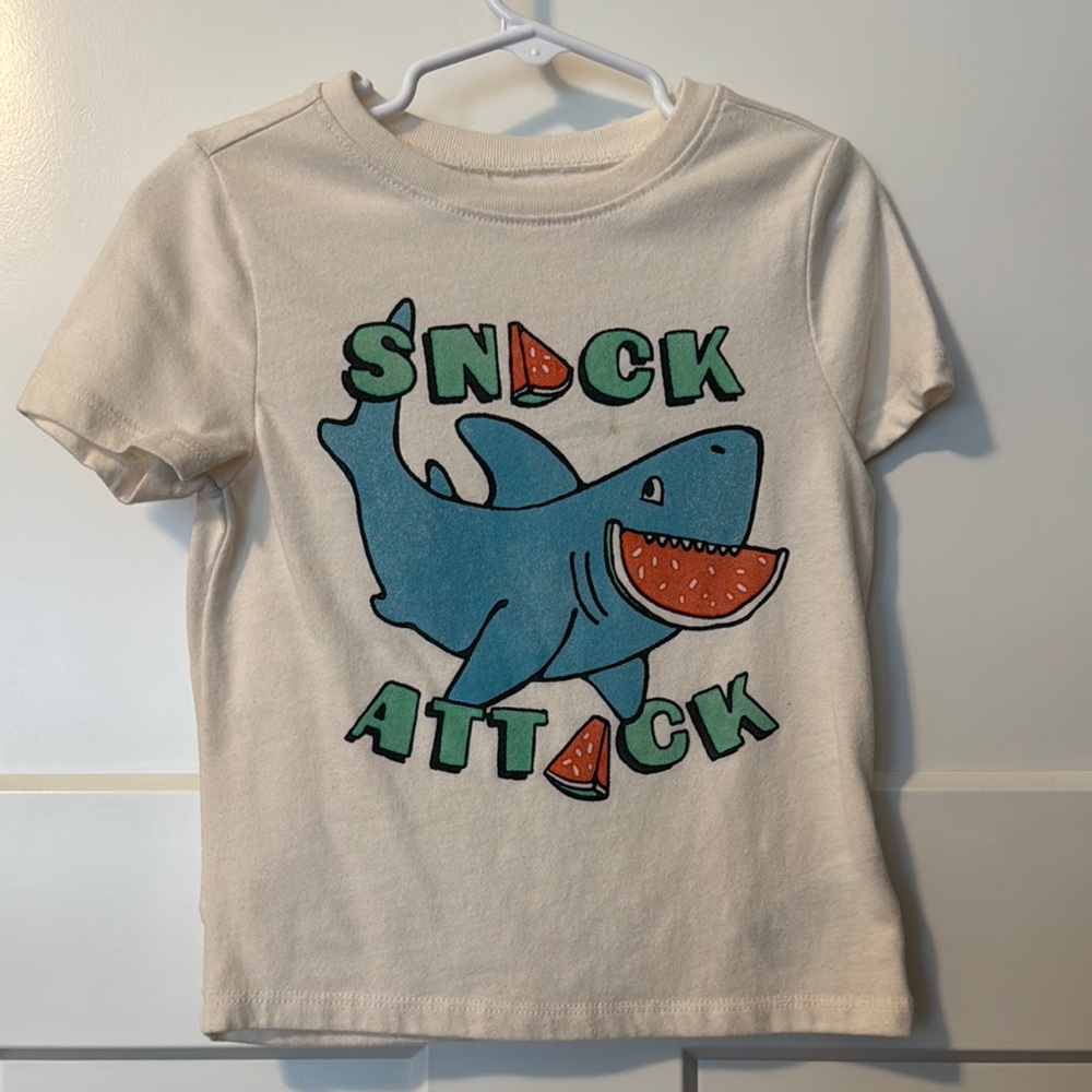 Kids Shark Graphic Tee - Cream